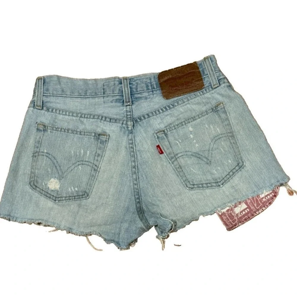 Levi's The Original Jeans Low 527 Cutoff Shorts Distressed Raw Hem Sz 28